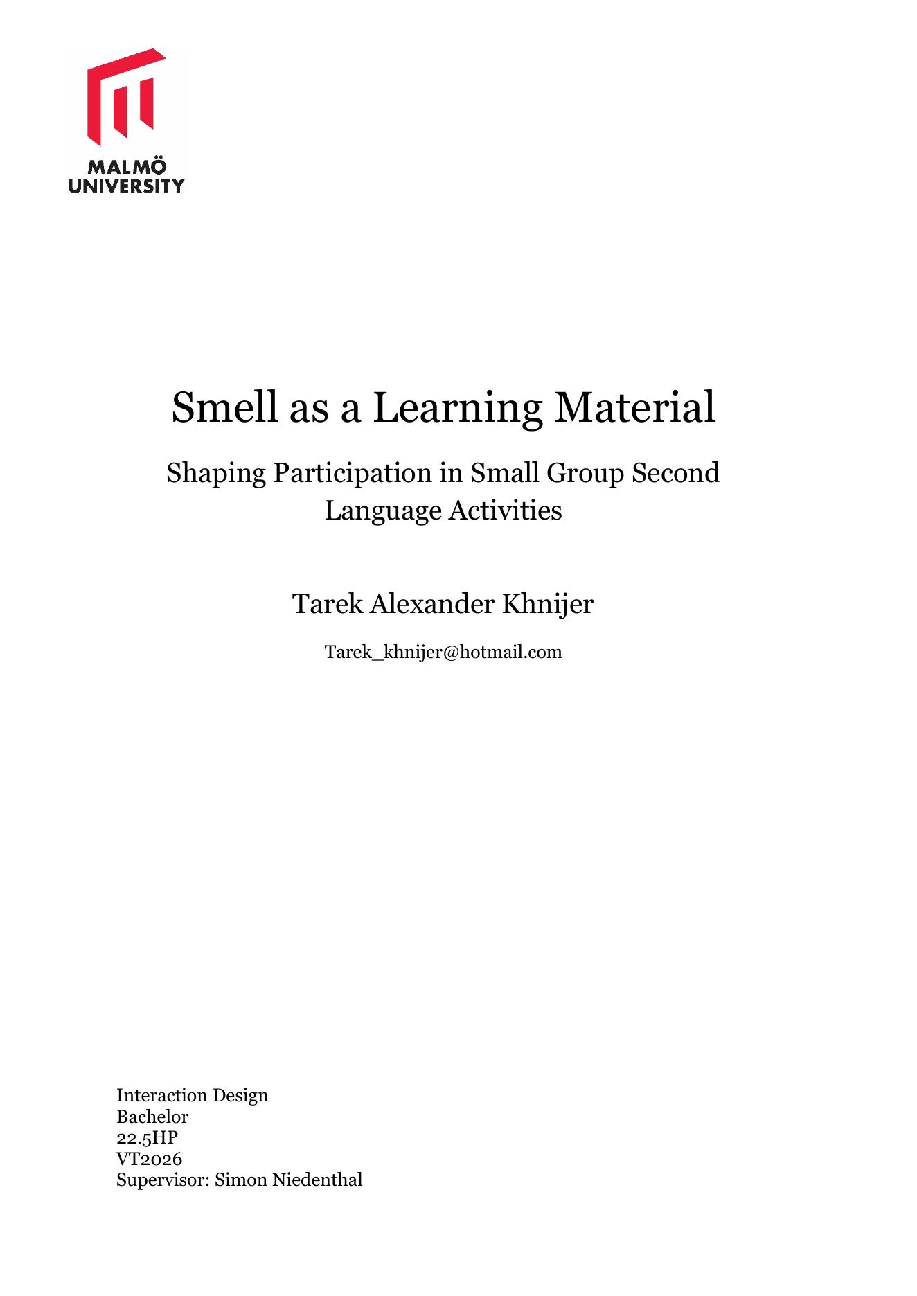 Smell as a Learning Material thesis preview